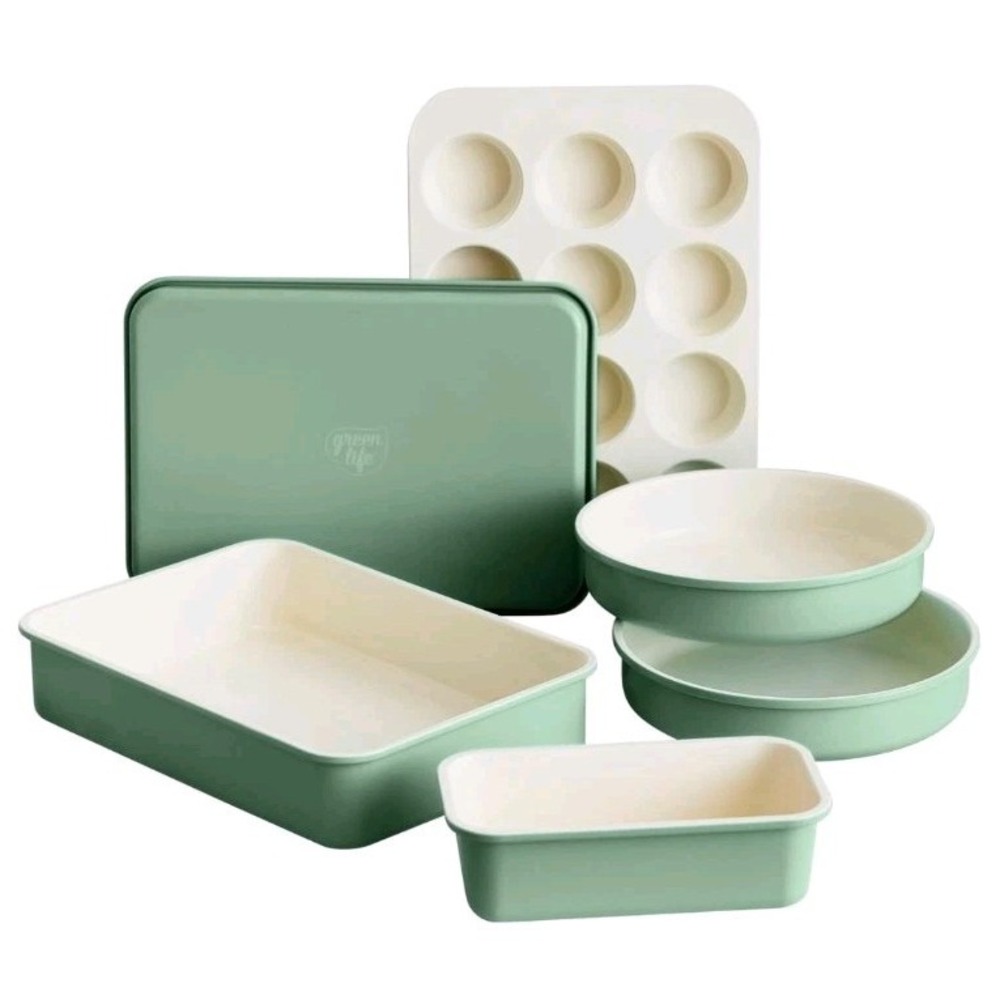 6 Piece Ceramic Nonstick Oven Bakeware Set, Sage